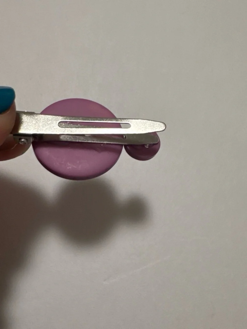 Purple and Lime Button Hair Clips for Kids
